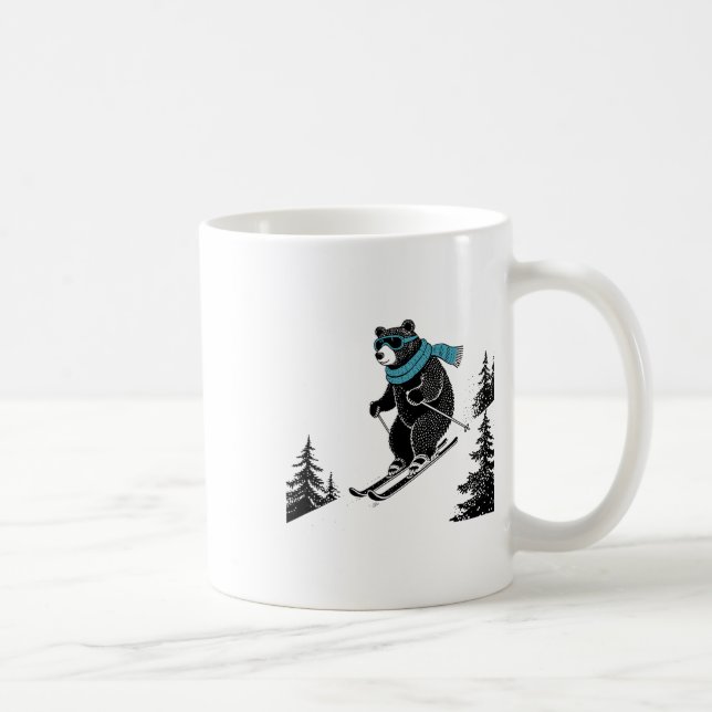 Skiing Bear, Funny Wintersports, Dad Ski Slope, Fu Coffee Mug (Right)