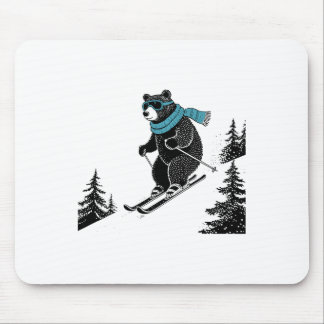Skiing Bear, Funny Wintersports, Dad Ski Slope, Fu Mouse Pad
