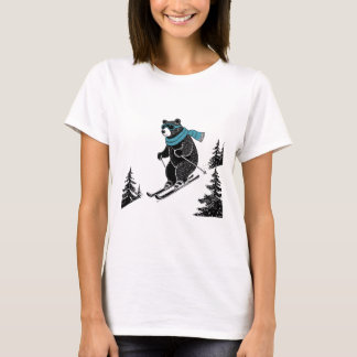 Skiing Bear, Funny Wintersports, Dad Ski Slope, Fu T-Shirt