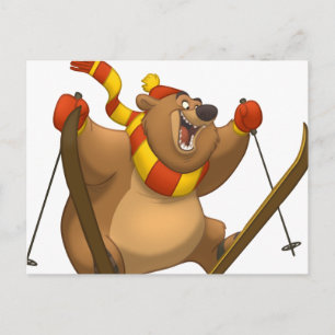Skiing Bear Postcards