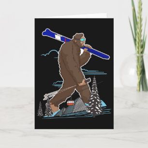 Skiing Bigfoot Funny Sasquatch Ski For Winter Skie Card