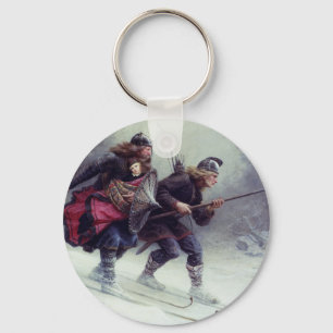 Skiing Birchlegs Crossing the Mountain Keychain