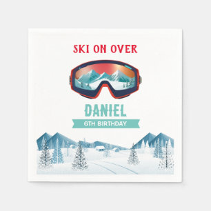 Skiing Birthday Party Slopes Ski Snowboard Napkin