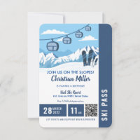 Skiing Birthday Party Slopes Ski Snowboard Ticket 
