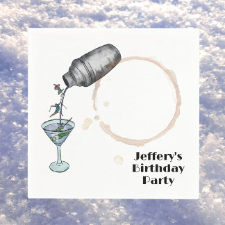 Skiing birthday winter adult  birthday  napkin