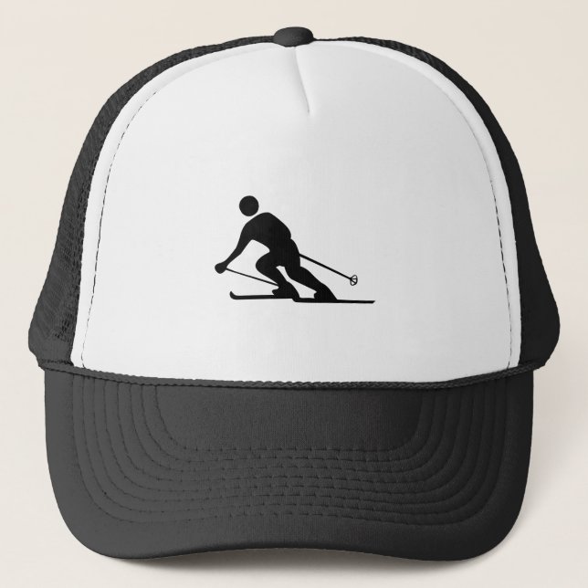 Skiing - Black Trucker Hat (Front)