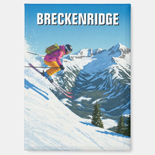 Skiing Breckenridge Colorado Skier Travel Magnet (Front)