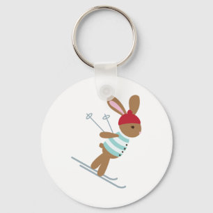 Skiing Bunny Keychain