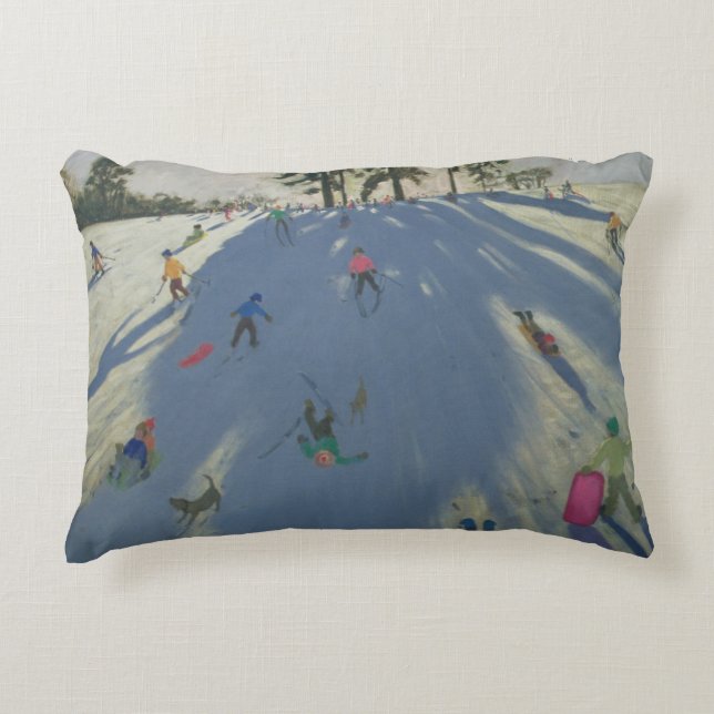Skiing Calke Abbey Derby Decorative Pillow (Front)