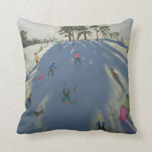 Skiing Calke Abbey Derby Throw Pillow