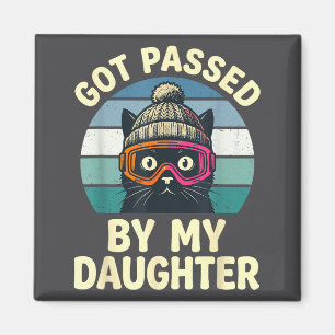 Skiing Cat Retro Vintage Got Ped By My Daughter Magnet