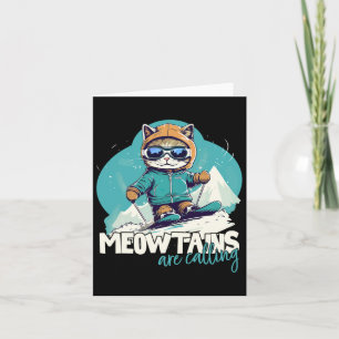 Skiing Cat Winter Sports Adventure Downhill Fun Fo Card