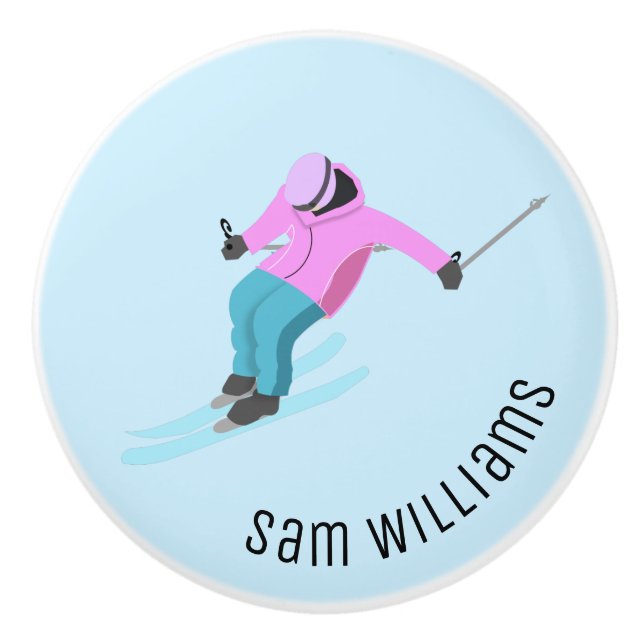 Skiing Ceramic Knob (Front)