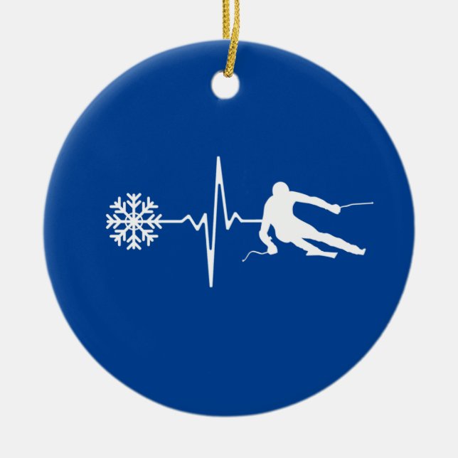 Skiing Ceramic Ornament (Front)
