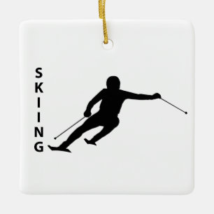 Skiing Ceramic Ornament