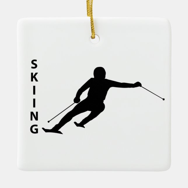 Skiing Ceramic Ornament (Front)