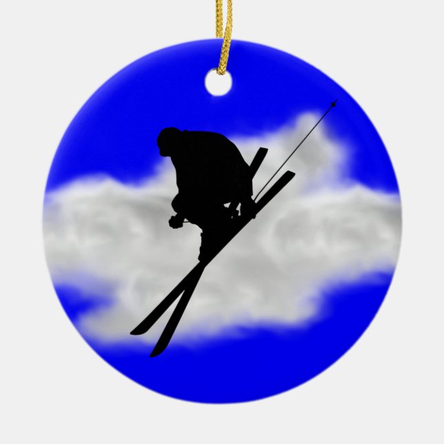 skiing ceramic ornament (Front)