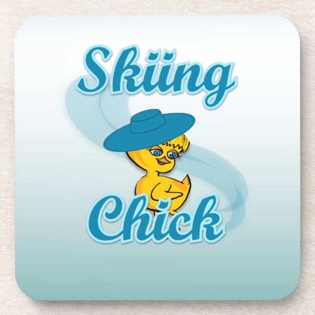 Skiing Chick #3 Coaster (Front)
