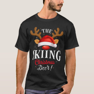 Skiing Christmas Deer Pjs Xmas Family Matching T-Shirt