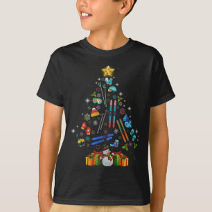 Skiing Christmas Lights Tree Decoration Ski Xmas S T-Shirt