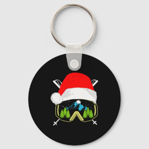 Skiing Christmas Santa Apparel For Men Kids Snowbo Keychain