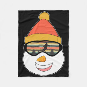 Skiing Christmas Snow Man Winter Skier Funny Apres Fleece Blanket