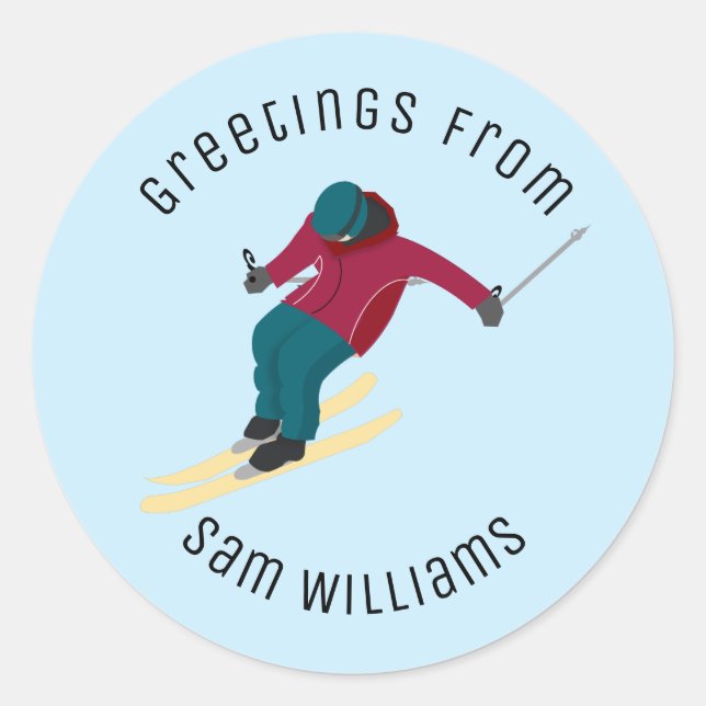 Skiing Classic Round Sticker (Front)