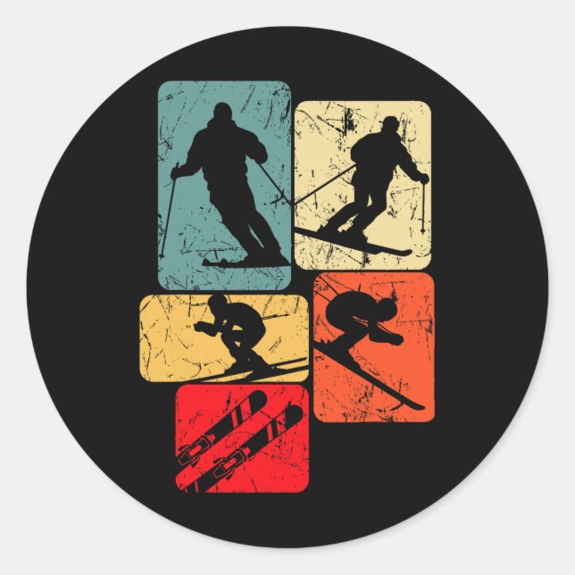 Skiing  classic round sticker (Front)