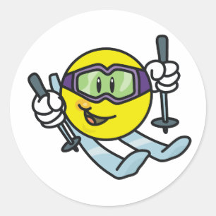 Skiing Classic Round Sticker