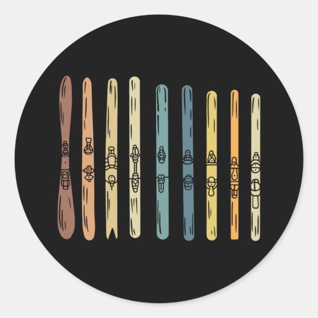 Skiing - Collection of ski boards Classic Round Sticker (Front)