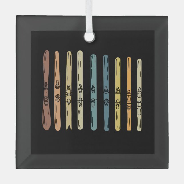 Skiing - Collection of ski boards Glass Ornament (Front)