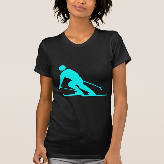 Skiing - Cyan T-Shirt (Front)