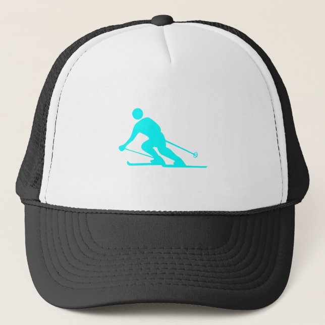 Skiing - Cyan Trucker Hat (Front)