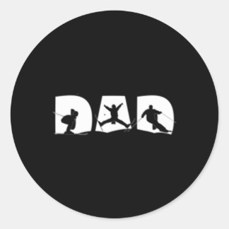 Skiing Dad Dads Who Ski Ski Dad Classic Round Sticker
