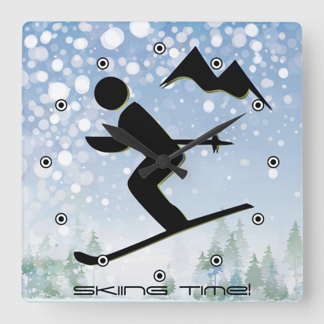 Skiing Design Wall Clock (Front)