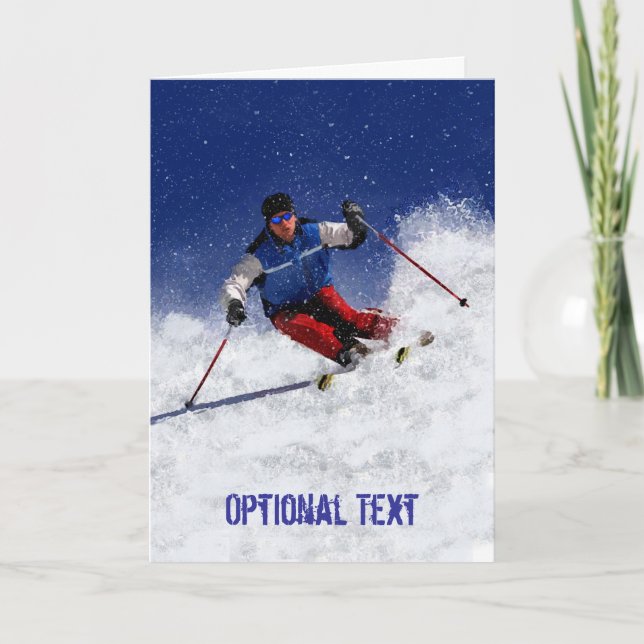 Skiing Down the Mountain - Customizable Invitation (Front)