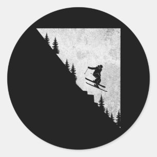 Skiing Downhill Skier Freestyle Extreme Winter Spo Classic Round Sticker