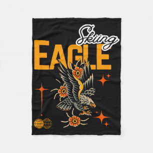 Skiing Eagle Fleece Blanket