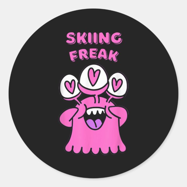 Skiing Enthusiast Mountain Adventure Snow Slopes D Classic Round Sticker (Front)