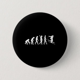 Skiing Evolution Funny Skier Freestyle Ski Winter  2 Inch Round Button