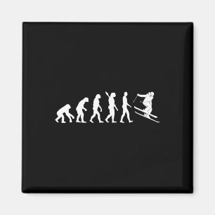 Skiing Evolution Funny Skier Freestyle Ski Winter Magnet