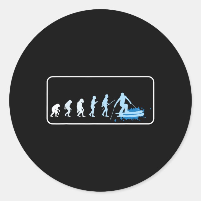 Skiing Evolution Of Skier Ski Apres Ski Snowboardi Classic Round Sticker (Front)