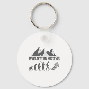 Skiing Evolution Ski Gear For Skiers Designs Keychain
