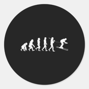 Skiing Evolution Winter Sport Downhill Ski Snowboa Classic Round Sticker