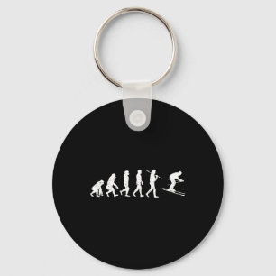 Skiing Evolution Winter Sport Downhill Ski Snowboa Keychain