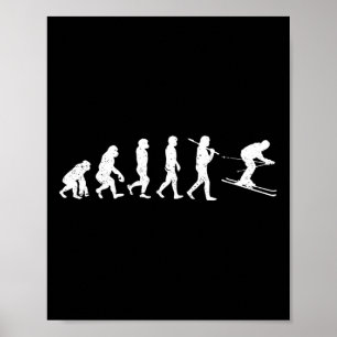 Skiing Evolution Winter Sport Downhill Ski Snowboa Poster