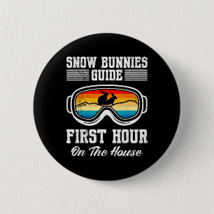 Skiing First Lesson Free Snow Bunnies Welcome Skie 2 Inch Round Button