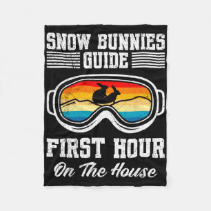 Skiing First Lesson Free Snow Bunnies Welcome Skie Fleece Blanket