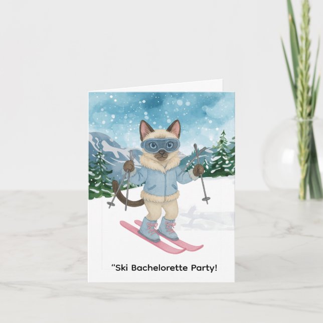 Skiing for Bride on slope Bachelorette Party  Invitation (Front)