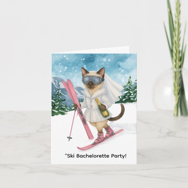 Skiing for Bride on slope Bachelorette Party  Invitation (Front)